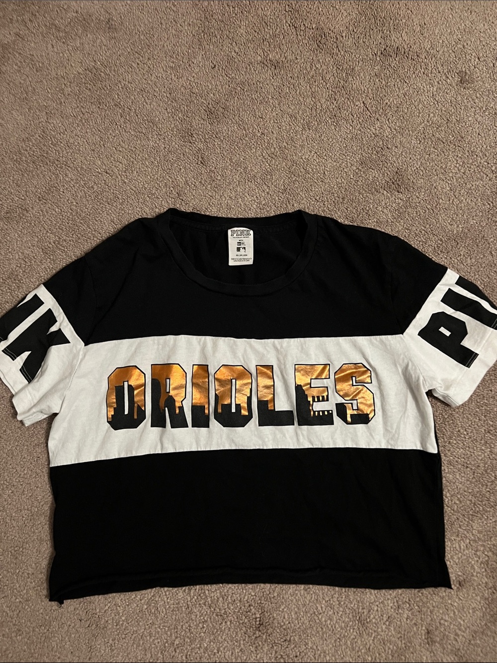 PINK Orioles custom cropped t shirt